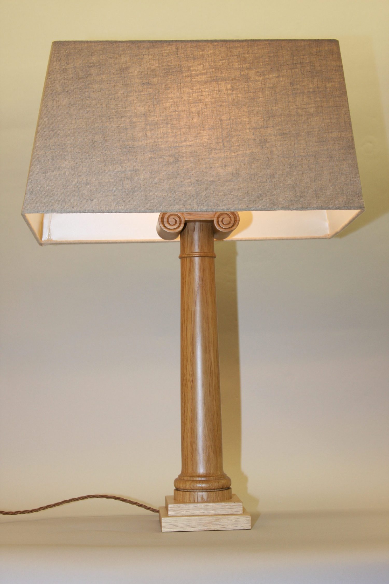 Ionic Column Table Lamp with shade attached