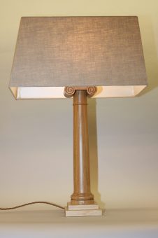 Oak Ionic Column Table Lamp