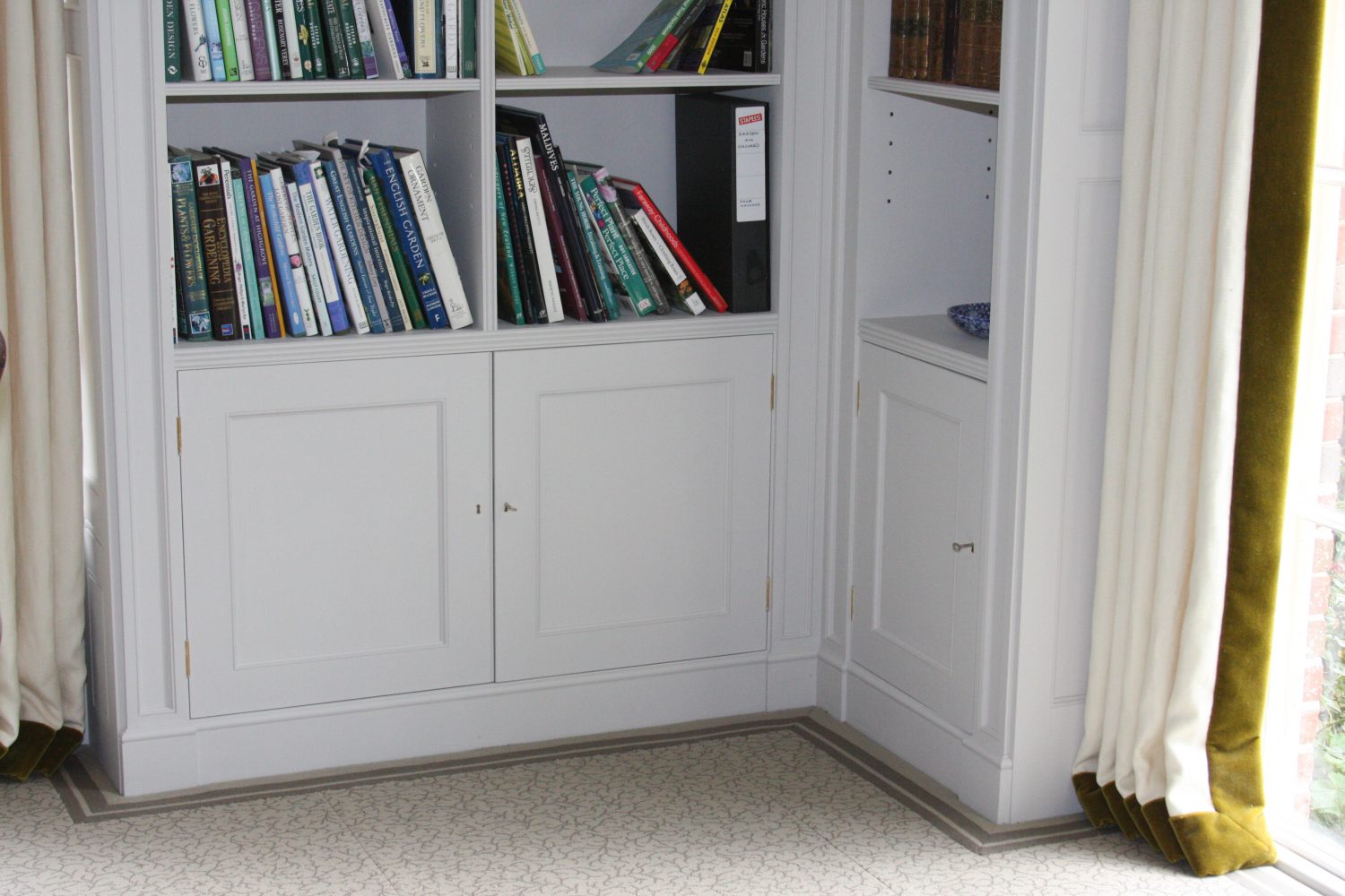 Hand Painted Fitted Bookcase with Cupboards