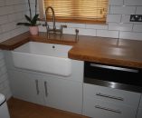Large ceramic sink with chunky Oak worktop