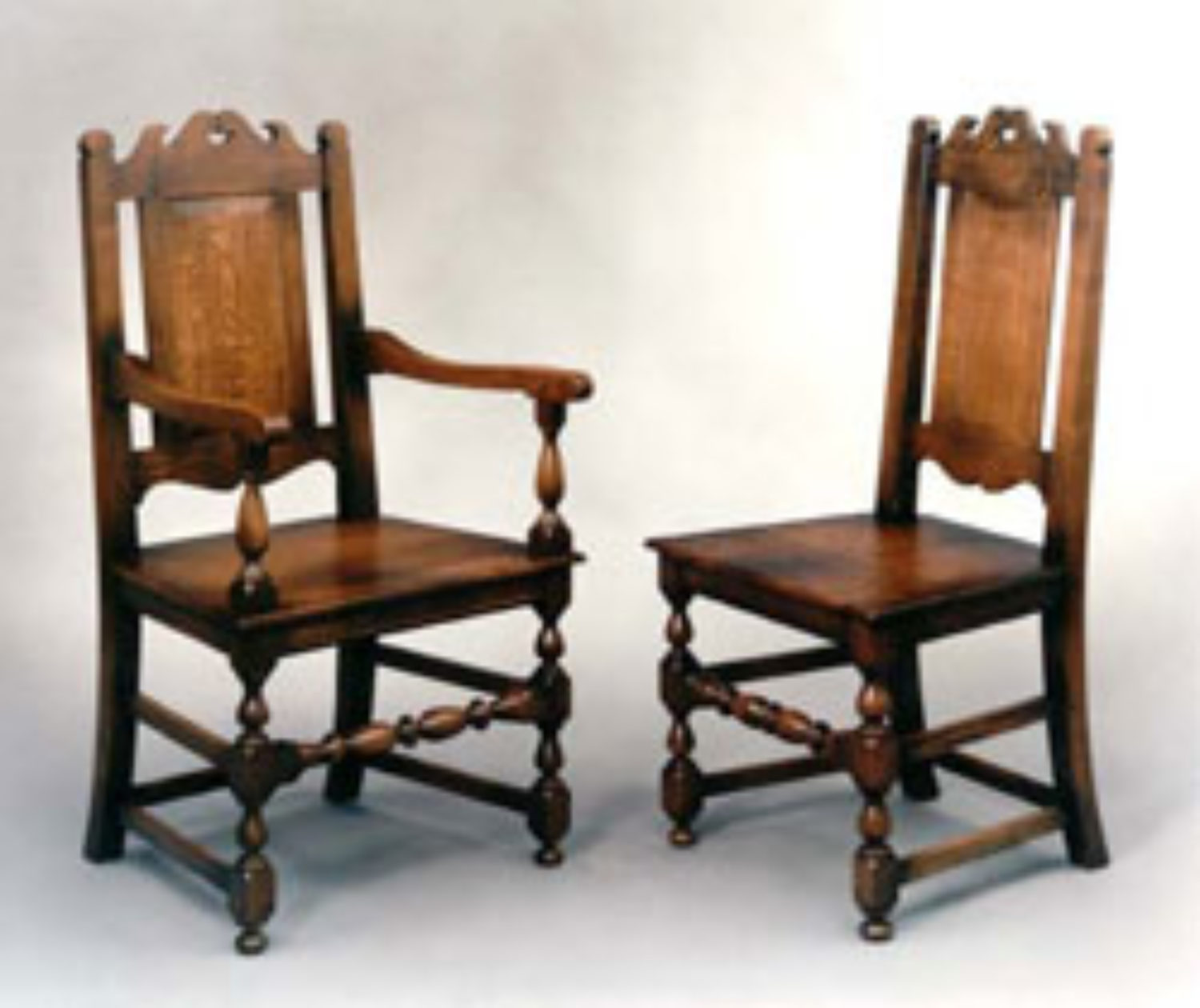 Oak, Panelled Back with Wooden Seat, Carver Option