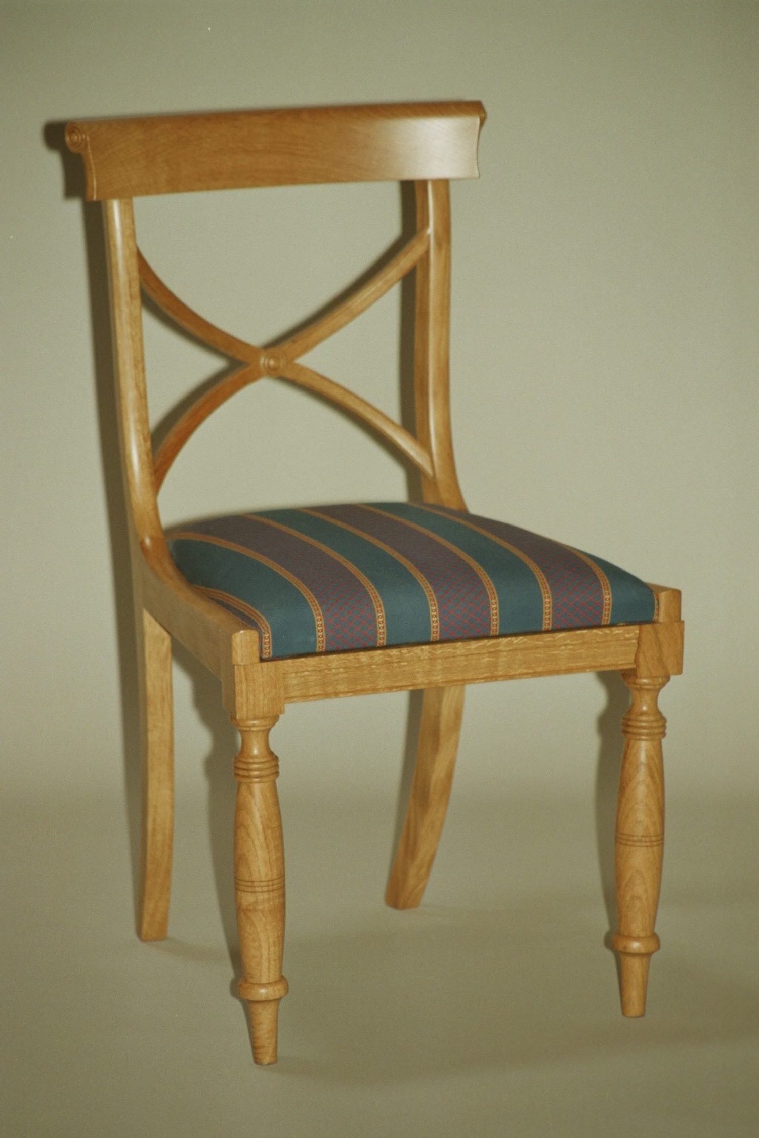 Oak with Cross Frame Back and Turned Legs