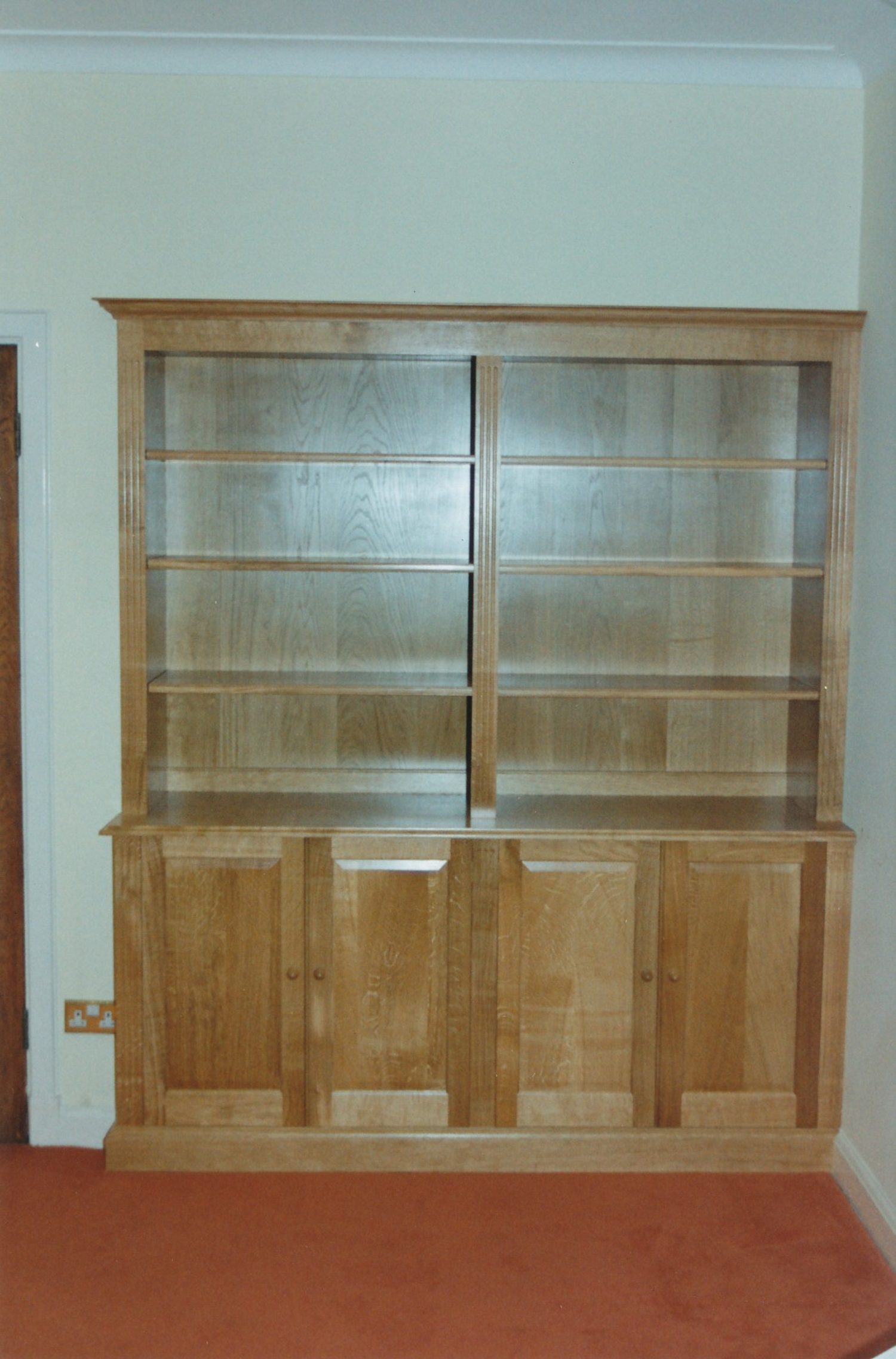 Oak Bookcase fitted into Recess